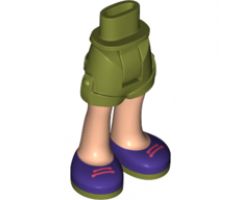 Mini Doll, Legs with Hips and Shorts, Light Nougat Legs and Coral Laces on Dark Purple and Olive Green Shoes Pattern
