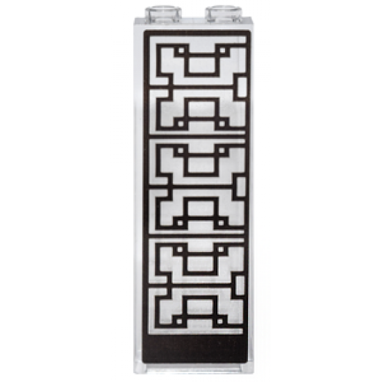 Brick 1 x 2 x 5 with Black Geometric Design Pattern Model Left Side (Sticker) - Set 71242