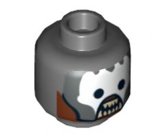 Minifigure, Head LotR Berserker White Face and Teeth, Plate on Reverse Pattern - Hollow Stud
