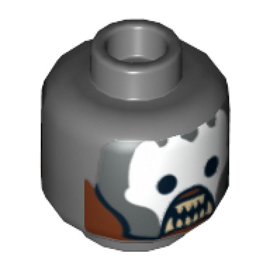 Minifigure, Head LotR Berserker White Face and Teeth, Plate on Reverse Pattern - Hollow Stud
