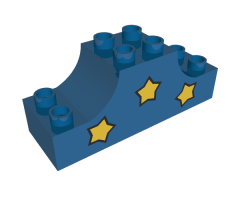 Duplo, Brick 2 x 6 x 2 Curved Ends with Three Yellow Stars Pattern