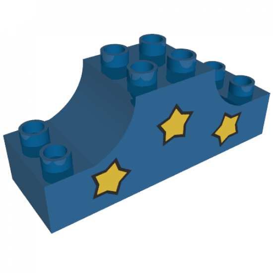 Duplo, Brick 2 x 6 x 2 Curved Ends with Three Yellow Stars Pattern