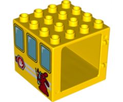 Duplo, Building Door / Window Frame 4 x 4 x 3 Thin Top with Windows, Bunny / Rabbit Holding Crayons, Stop Sign and Horn Pattern on Both Sides