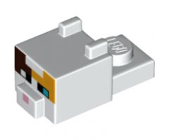 Animal, Body Part Creature Head Pixelated with Ears, Nose and Face with Dark Brown and Bright Light Orange Spots Pattern (Minecraft Cat - Calico)