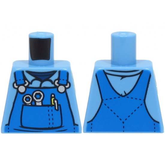 Torso Overalls with Silver Wrenches and Fasteners and Yellow Pen Pattern