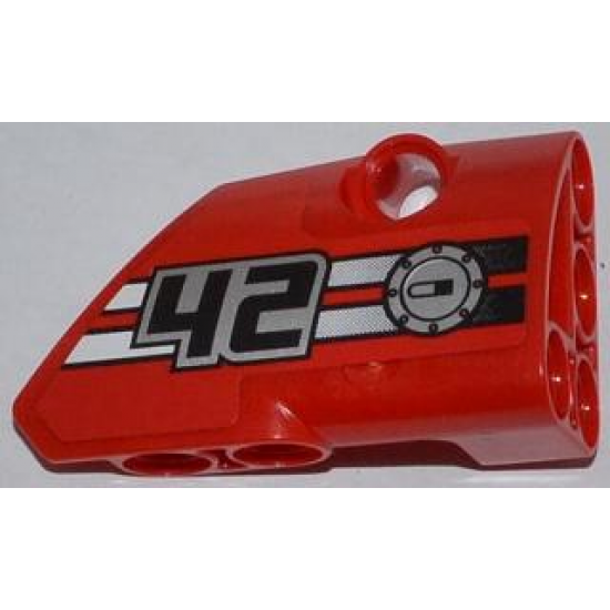 Technic, Panel Fairing # 2 Small Smooth Short, Side B with '42', Filler Cap and 2 Black to White Fade Stripes Pattern (Sticker) - Set 42011