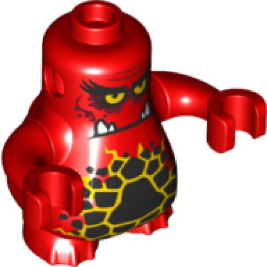 Body, Nexo Knights Scurrier with Red Arms with Bright Light Orange Eyes and Closed Frown with 4 Sharp White Teeth Pattern