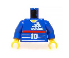Torso Soccer Adidas Logo, Red Stripe, Number 10, Zidane on Back Pattern / Blue Arms / Yellow Hands