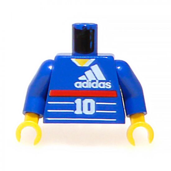 Torso Soccer Adidas Logo, Red Stripe, Number 10, Zidane on Back Pattern / Blue Arms / Yellow Hands
