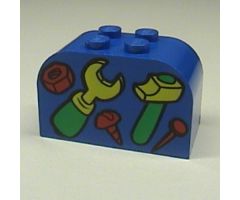 Slope, Curved 4 x 2 x 2 Double with Four Studs with Tools Pattern