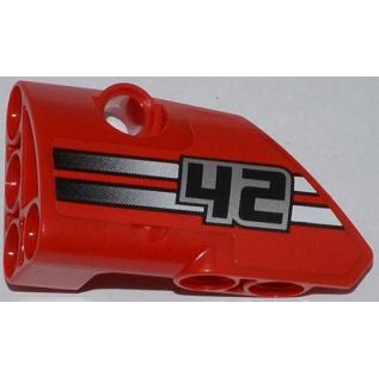 Technic, Panel Fairing # 1 Small Smooth Short, Side A with '42' and 2 Black to White Fade Stripes Pattern (Sticker) - Set 42011