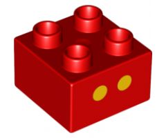 Duplo, Brick 2 x 2 with 2 Yellow Dots Pattern