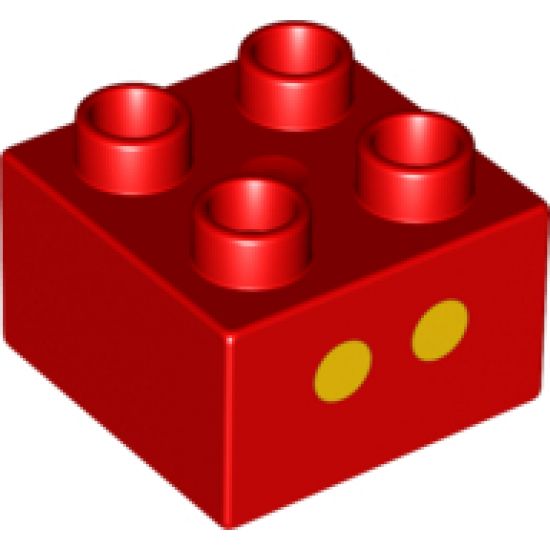 Duplo, Brick 2 x 2 with 2 Yellow Dots Pattern