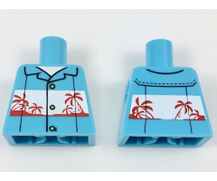 Torso Shirt with White Panel, Red Palm Trees Pattern