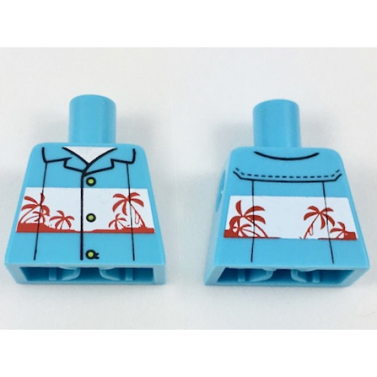 Torso Shirt with White Panel, Red Palm Trees Pattern