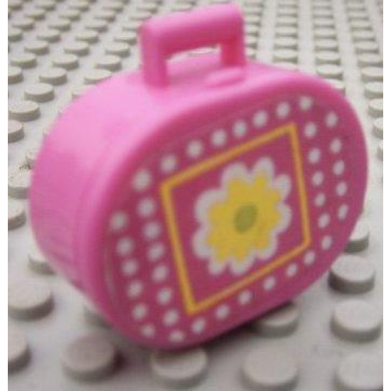 Scala Utensil Oval Case with Yellow Flower and White Dots on Dark Pink Background Pattern (Sticker) - Set 3118