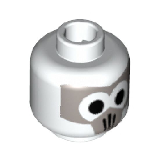Minifigure, Head Alien with Gray Mask and Black Eyes Pattern (Firebender) - Blocked Open Stud