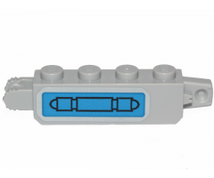 Hinge Brick 1 x 4 Locking with Pipe on Blue Background Pattern Model Left Side (Sticker) - Set 75280