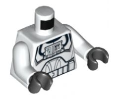 Torso SW Armor Clone Pilot (Clone Wars) with Blue Controls on Front Panel Pattern / White Arms / Black Hands