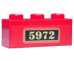 Brick 1 x 3 with Gold '5972' on Black Background Pattern (Sticker) - Set 4841