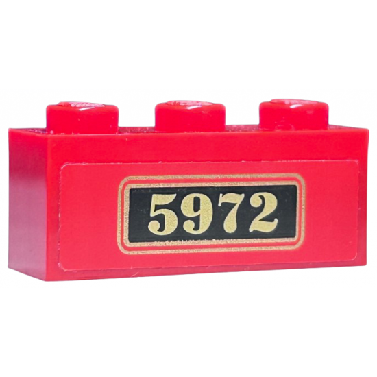 Brick 1 x 3 with Gold '5972' on Black Background Pattern (Sticker) - Set 4841