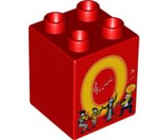 Duplo, Brick 2 x 2 x 2 with Letter O and Orchestra Pattern