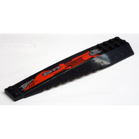 Wedge 16 x 4 Triple Curved with Red, Dark Red and Silver Circuitry Long Pattern Model Left Side (Sticker) - Set 7721