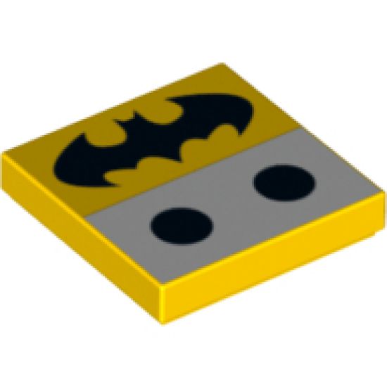 Tile 2 x 2 with 2 Black Dots and Batman Logo Pattern