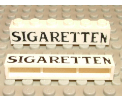 Brick 1 x 6 without Bottom Tubes with Cross Side Supports with Black 'SIGARETTEN' Pattern