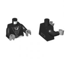 Torso Tailcoat and Vest Formal, White Shirt and Gray Bow Tie Pattern / Black Arms / Light Bluish Gray Hands