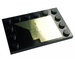 Tile, Modified 4 x 6 with Studs on Edges with Metallic Gold Geometric Shape Pattern (Sticker) - Set 10266