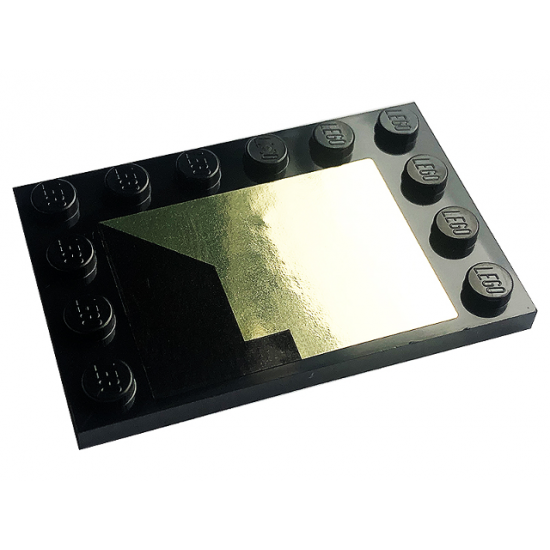 Tile, Modified 4 x 6 with Studs on Edges with Metallic Gold Geometric Shape Pattern (Sticker) - Set 10266