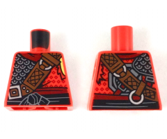 Torso Ninjago Armor Chain Mail with Reddish Brown Wide Belt and Black Sash Pattern