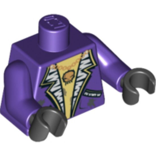 Torso Jacket with Pockets and Gold Necklace with Skull Pendant Pattern / Dark Purple Arms / Black Hands