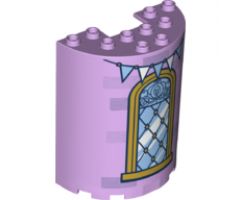 Cylinder Half 3 x 6 x 6 with 1 x 2 Cutout with Curved Lattice Window and Bunting Pattern