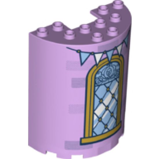 Cylinder Half 3 x 6 x 6 with 1 x 2 Cutout with Curved Lattice Window and Bunting Pattern