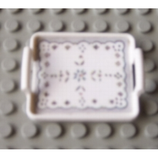 Scala Utensil Tray with Handles 5 x 4 x 1 with Cloth Doily Pattern (Sticker) - Set 3290