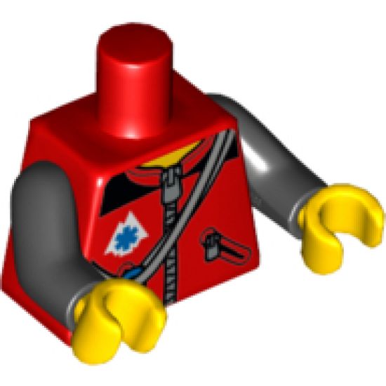 Torso Zipper Jacket with Ropes, Blue Carabiners and EMT Star of Life Pattern / Black Arms / Yellow Hands