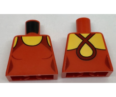 Torso Female Swimsuit with Yellow Neck and Dark Red Crossed Straps on Back Pattern