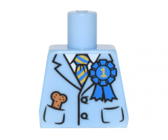 Torso Suit Jacket with Blue and Gold Striped Tie, Blue 1st Place Ribbon, Dog Treat in Pocket Pattern
