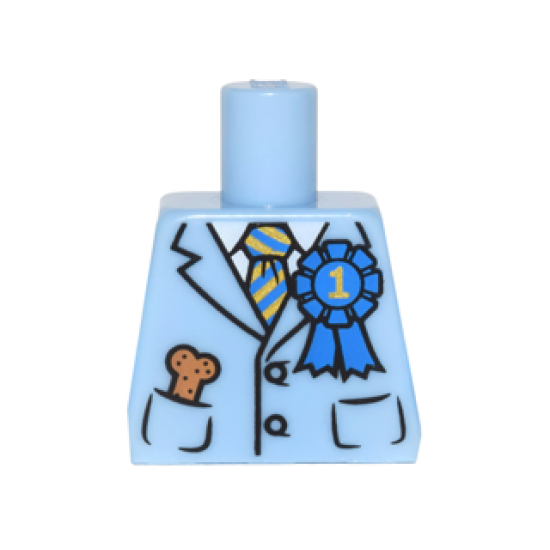 Torso Suit Jacket with Blue and Gold Striped Tie, Blue 1st Place Ribbon, Dog Treat in Pocket Pattern