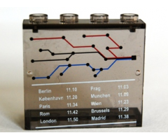 Panel 1 x 4 x 3 - Hollow Studs with Train Map and Schedule Pattern (Sticker) - Set 7897/7997