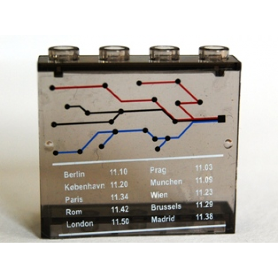Panel 1 x 4 x 3 - Hollow Studs with Train Map and Schedule Pattern (Sticker) - Set 7897/7997