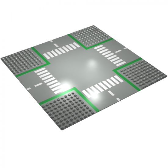 Baseplate, Road 32 x 32 9-Stud Crossroads with Road Pattern