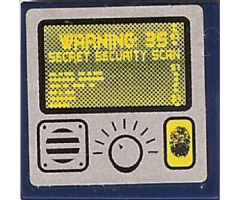 Tile 2 x 2 with Yellow Screen, 'SECRET SECURITY SCAN', and Fingerprint Scanner Pattern (Sticker) - Set 8969