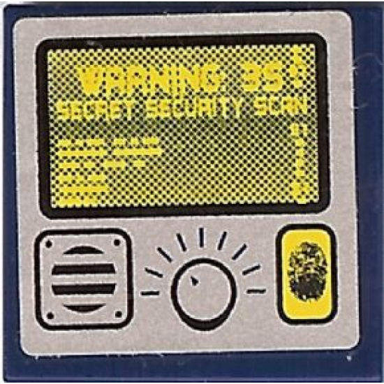 Tile 2 x 2 with Yellow Screen, 'SECRET SECURITY SCAN', and Fingerprint Scanner Pattern (Sticker) - Set 8969