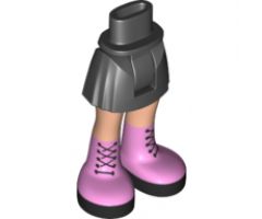 Mini Doll, Legs with Hips and Skirt, Light Nougat Legs and Long Bright Pink Boots with Black Laces and Soles Pattern