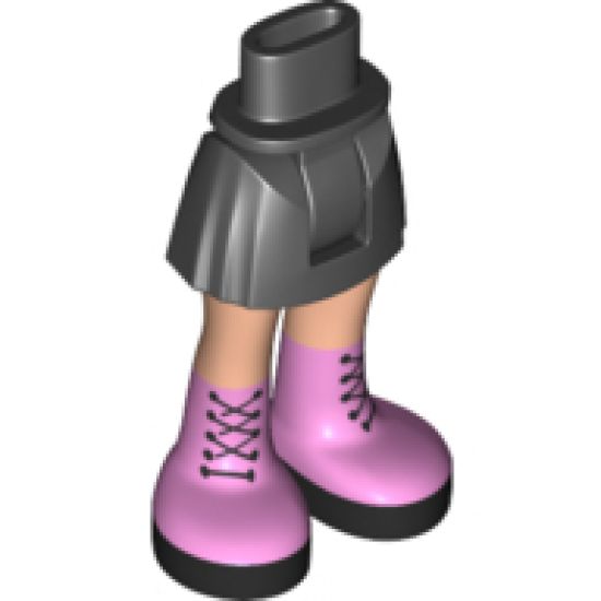 Mini Doll, Legs with Hips and Skirt, Light Nougat Legs and Long Bright Pink Boots with Black Laces and Soles Pattern