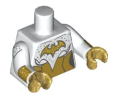 Torso Batman Female Logo with Silver Dots and Gold Corset Pattern / White Arms with Silver Dots and Gold Cuffs Pattern / Pearl Gold Hands