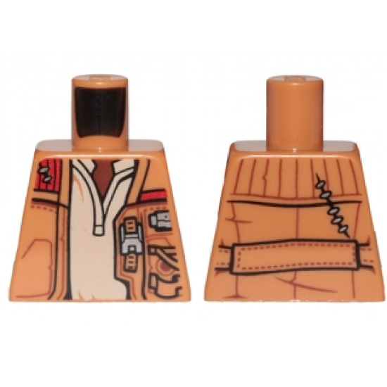 Torso SW Jacket Worn with Pockets, Zipper and Gadgets, Tan Undershirt Pattern